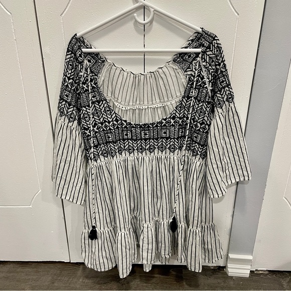 Free People Black and White Lola Embroidered Mini Dress - Picture 4 of 10